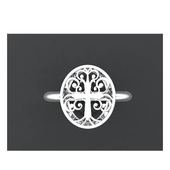 ❤️ LIFE ON THE CROSS STERLING SILVER RING - Picture 2 of 9